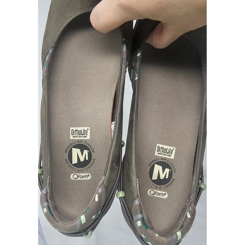 Merrell Elles Bungee Cord Ortholite Gray Suede Women’s Sz 7.5 Slip On Shoes